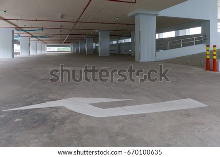 Parking garage interior, industrial building,empty space car park interior