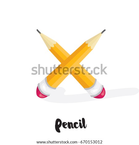 Cartoon pencils isolated on white. Simple vector illustrated office supply design. 