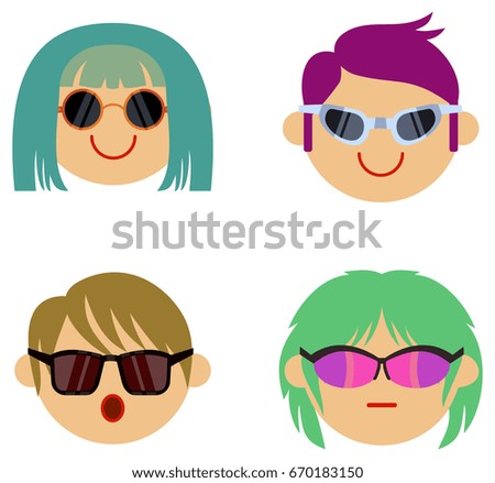 Sunglasses style icons. Vector clip art.