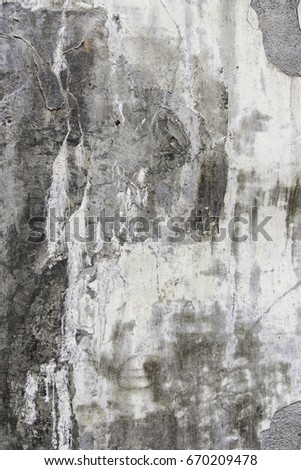 Concrete background with dampness and ruin, detail of an old abandoned wall
