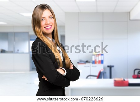 Smiling young female manager portrait