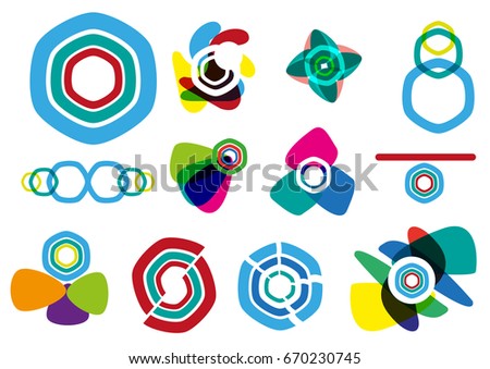 Contemporary Colorful Overlapping Icons for Sports of Corporate Editable Clip art.