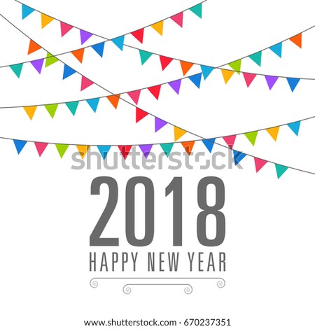 Happy new year 2018 Text Design vector.