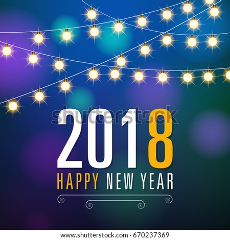 Happy new year 2018 Text Design vector.
