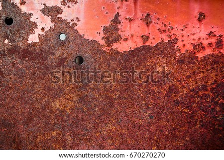 Rusty iron with old paint, texture