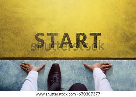 Start background, Top view of Businessman on Start line, Business Challenge or do something new Royalty-Free Stock Photo #670307377