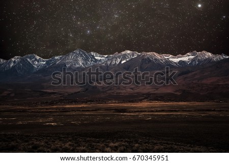 Eastern Sierra mountain range with the Milky Way.