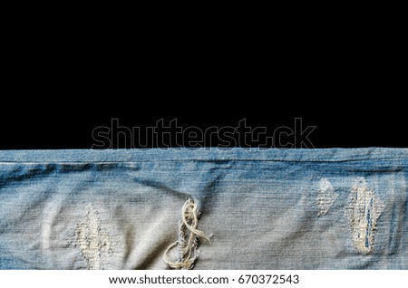 Blue jeans lack and jeans pattern texture background, jeans texture,  jeans lack on the black background for isolate