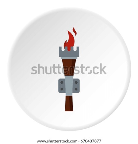 Torch icon in flat circle isolated vector illustration for web