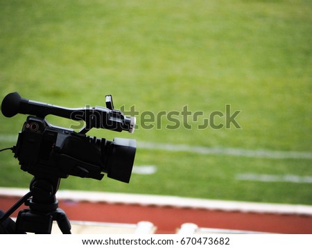 Video camera at football soccer field