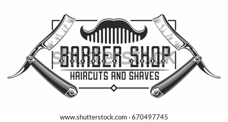 barber shop logo Royalty-Free Stock Photo #670497745