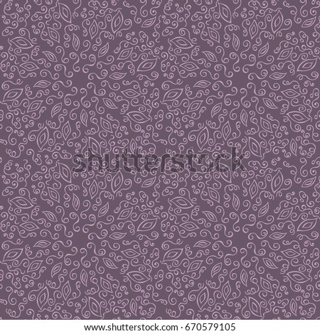 Vector seamless pattern of intricate ornate doodles with purple background