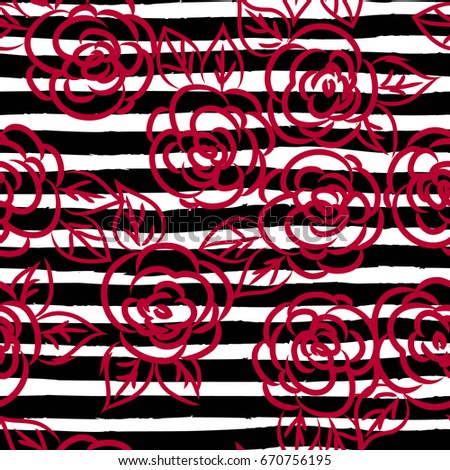 roses and stripes texture seamless vector