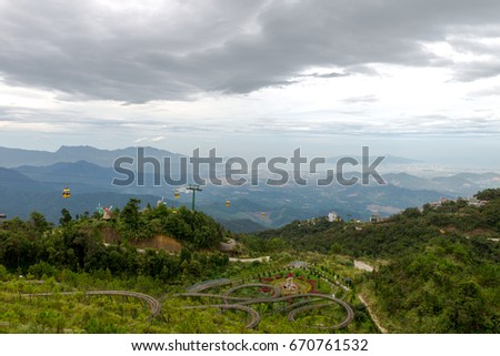 Nice mountain landscape view from Ba Na Hill, Da Nang Vietnam Jun 2017