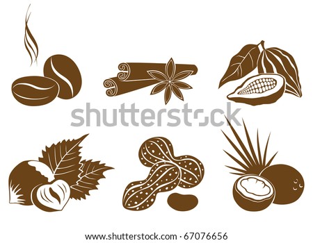 Set of vector icons of dessert ingredients brown Royalty-Free Stock Photo #67076656