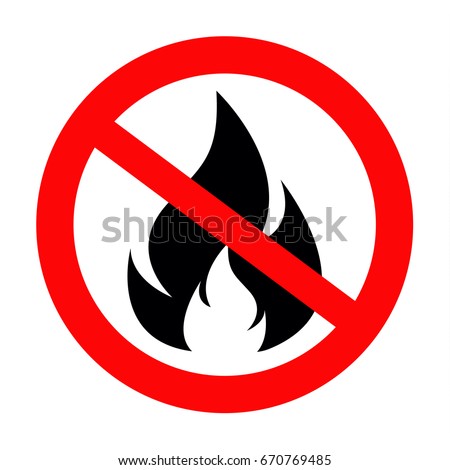 No Fire Vector Sign icon symbol, No flame sign icon