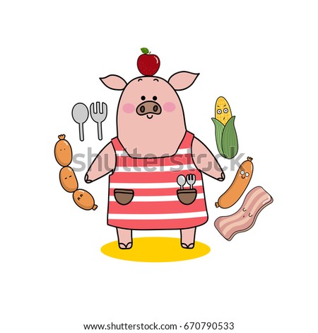 pig character, let's eat