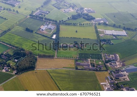 Aerial view of a rural landscape near Eindhoven, Netherlands