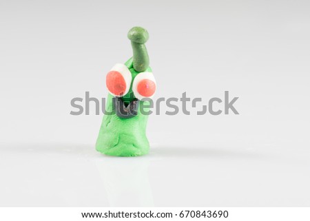Plasticine figures, children's play, fairy-tale characters, white background
