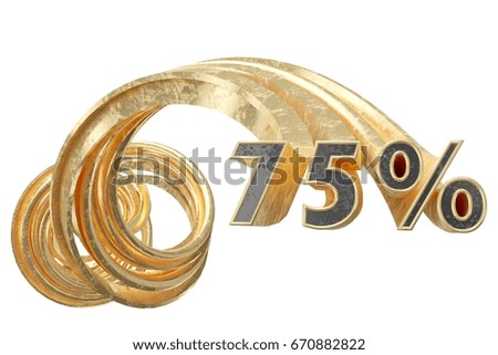 Gold black percentage. 3d illustration