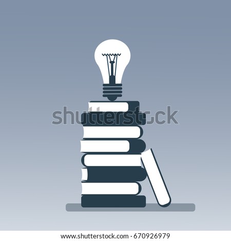 Books Stack With Light Bulb On Top Education Intelligence New Creative Idea Concept Vector Illustration