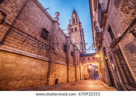 Toledo, Spain: the old town and cathedral in the early morning
