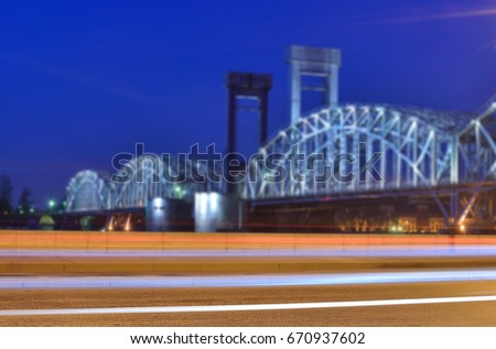 blured night city bridge scape