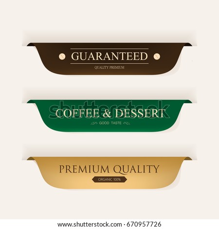 coffee premium label gold color and leather. vintage banner and badges design. Royalty-Free Stock Photo #670957726
