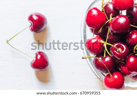 Cherry dessert on white background