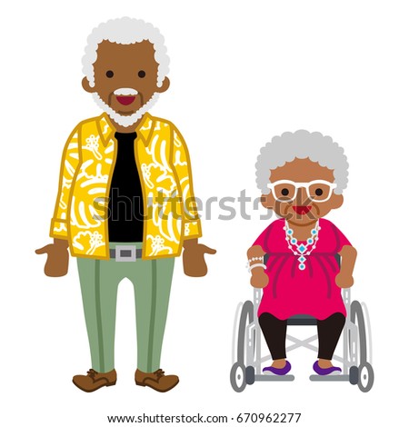 Senior couple -african, Wheelchair grandma