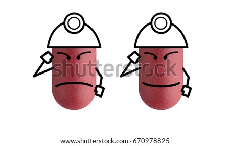 army doctor red pills on white background with clipping path, smiles and serious face