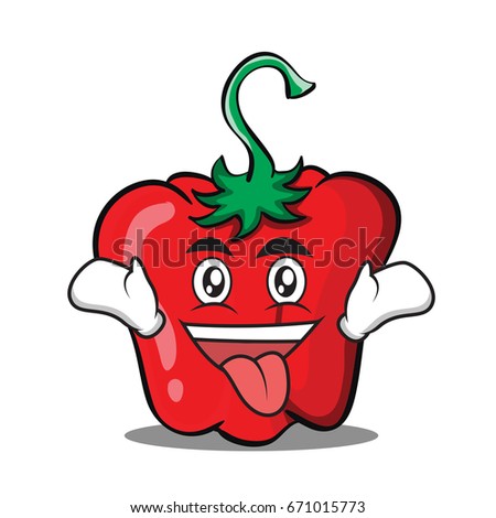 Crazy red pepper character cartoon vector illustration