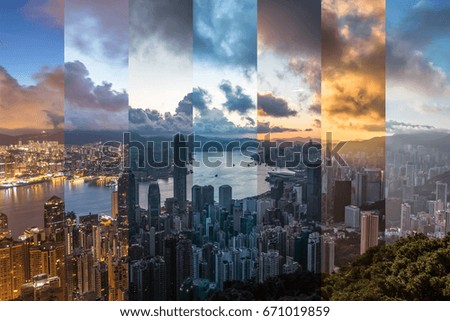 Time mix of Hong Kong cityscape