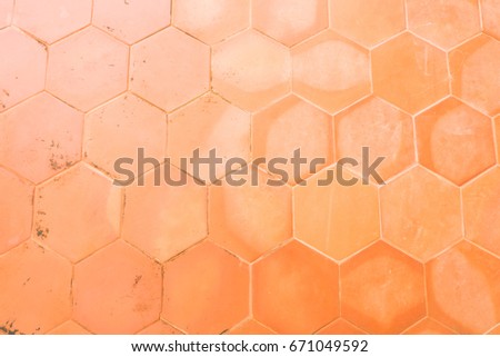 Abstract of old hexagonal clay tiles texture background