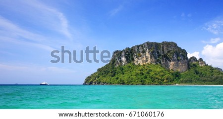 limestone  island with blue sky