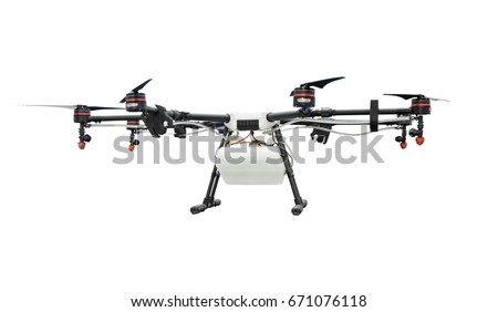 Agriculture drone isolated on white background with clipping path Royalty-Free Stock Photo #671076118