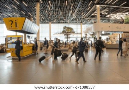 Blurred background,traveler at terminal Departure Check-in at airport.