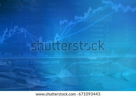 Abstract financial stock numbers chart with graph and business woman in Double exposure style background