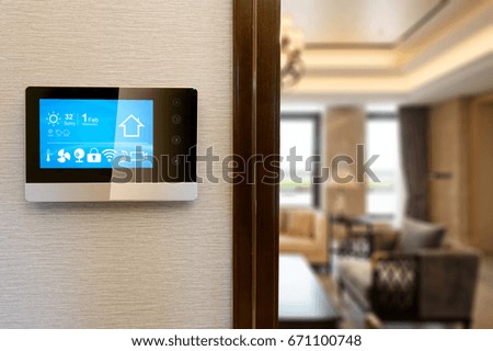 smart screen on wall with modern living room