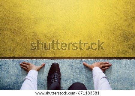 Start background, Top view of Businessman on Start line, Business Challenge or do something new Royalty-Free Stock Photo #671183581