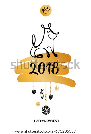 Set of sketch image dog puppy. Symbol chinese happy new year 2018.