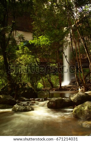 Huayluang waterfall, the beautiful waterfall in Ubonratchani Thailand.Mountain waterfall landscape