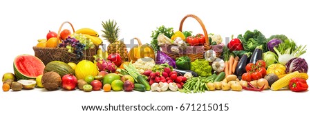 Fresh vegetables and fruits background Royalty-Free Stock Photo #671215015