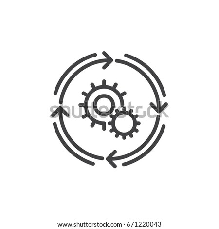 Workflow line icon, outline vector sign, linear style pictogram isolated on white. Automation symbol, logo illustration Royalty-Free Stock Photo #671220043