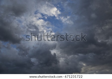 The dark cloudy sky before storm. June, Russia.