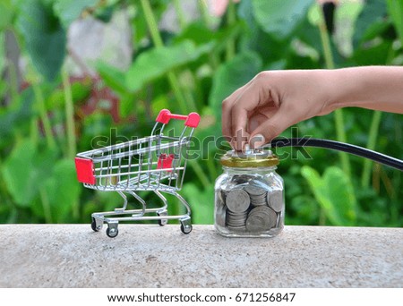 Conceptual photo of correlation between theme of shopping, savings, budgeting, banking and financial matter.