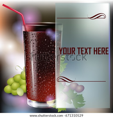 Glass of cola on a dark abstract background. Fast food menu. Place for text. Vector glass of drink.  Vector illustration
