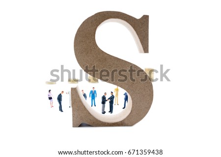 Miniature people shaking hands deal with partner, Business concept.