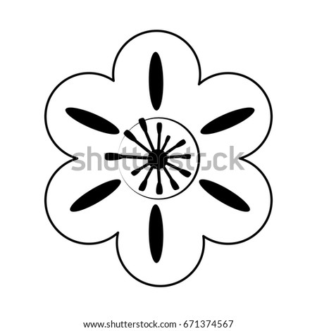 cartoon flower in black and white line icon image 