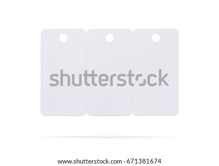 Plastic card set isolated on white background. Price tag or hanging label for your design. ( Clipping paths or cut out object for montage ) Can put text, image, and logo.
